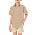thumbnail image 1 of TZEWGL Tops For Kid Solid Short Sleeve Turn Down Button Down Trendy Shirt For Girls Boys size 5-6T, 1 of 6