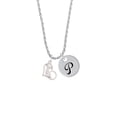 thumbnail image 2 of Delight Jewelry Silvertone Chihuahua Silhouette Heart Silvertone Script Initial Disc - P - Charm Necklace, 20"+3", 2 of 4