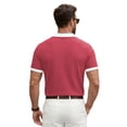 thumbnail image 5 of Telankuip Summer Color Block Waffle Short Sleeve Polo Shirts for Men Casual Textured Quarter Button Collar Comfortable Breathable Top Dress Business Work Shirt with Pocket Red L, 5 of 8