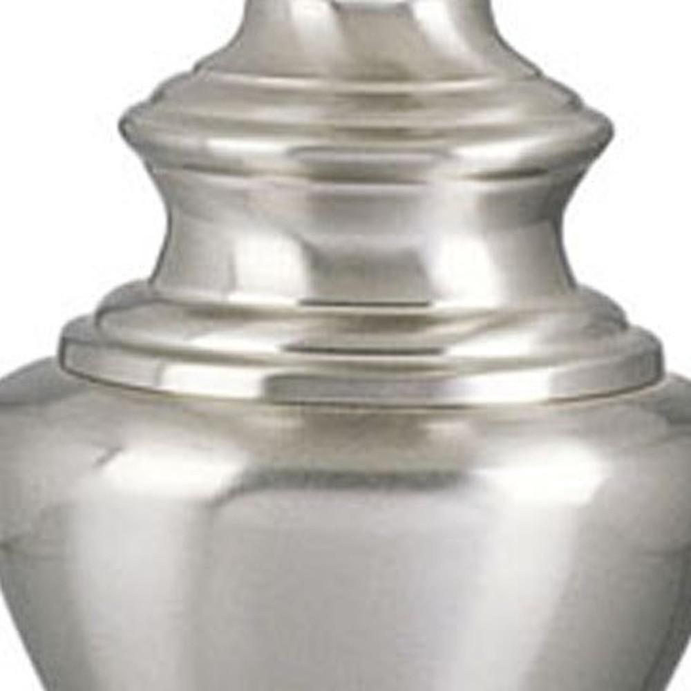 HomeRoots 468566 28 in. Metal Urn Table Lamp with White Classic Empire Shade, Nickel - image 4 of 6