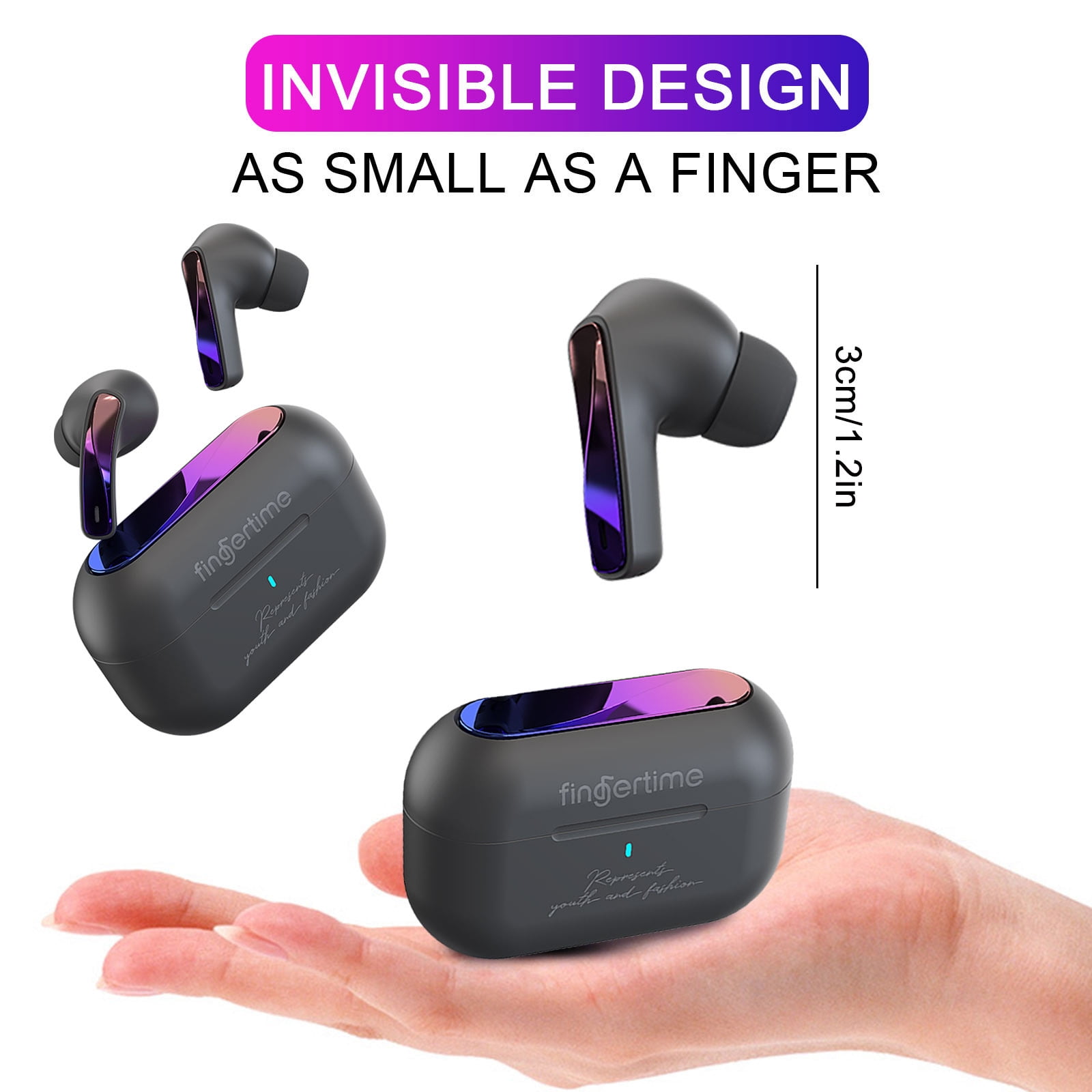 Go Air Pop True Wireless Bluetooth Earbuds & Charging Case - Black, Dual Connect, IPX4 Sweat Resistance, Bluetooth 5 Connection, 3 EQ Sound Settings Signature, Balanced, Bass Boost