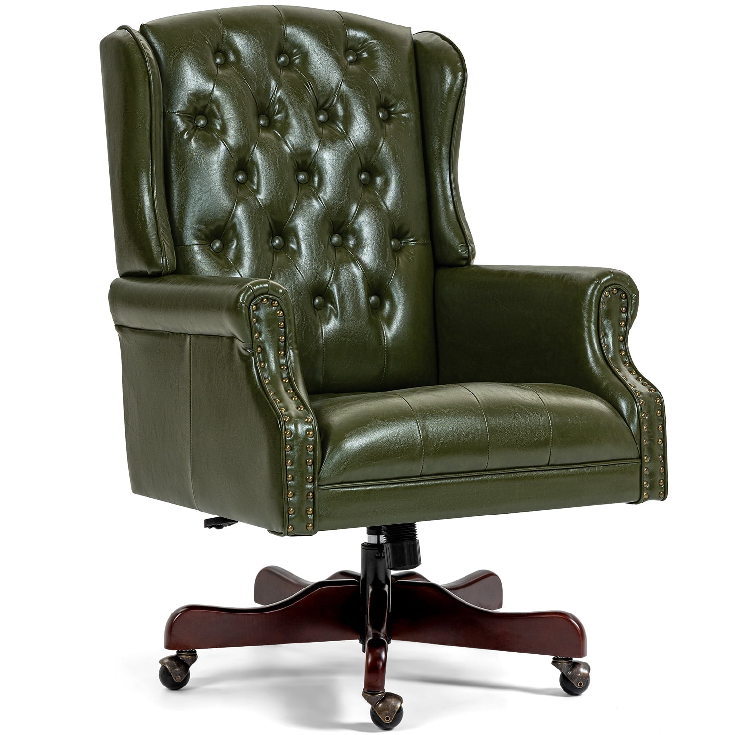 Homhum Classic Boss Office Chair, High Back Faux Leather Swivel Desk Chair, Adult, Green