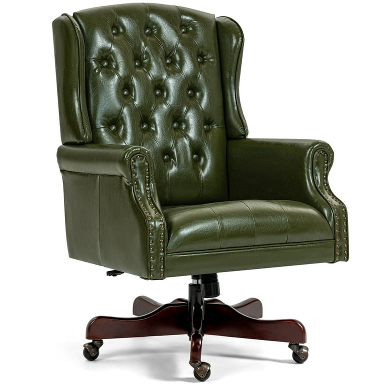 Homhum Classic Boss Office Chair High Back Faux Leather Swivel Desk Chair Adult Green Size 31.5