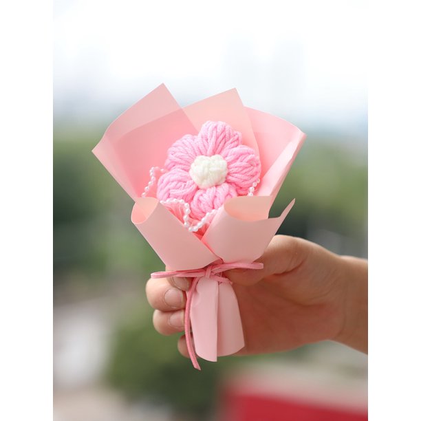Puesto de venta al por mayor de mini ramos tejidos para San Valentín Regalo del día de la mujer Día de la diosa Día de la madre