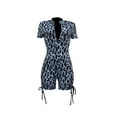 thumbnail image 3 of Liacowi Women Short Sleeve Bodycon Romper Leopard Print Sexy Slim Fit Short Jumpsuit One Piece Playsuits Bodysuits, 3 of 7