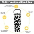 thumbnail image 5 of Cow Print Tumbler 30oz Insulated Cup with Handle & Flip Straw, Leakproof Coffee Mug, Water Bottle Gift for Women, Perfect for Cow Lovers, 5 of 6