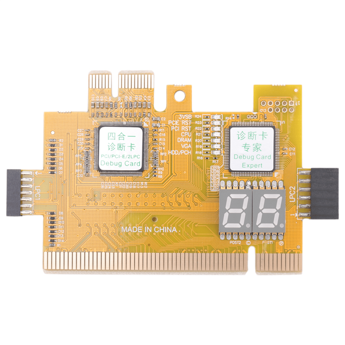 Detect Tool PCI-E LPC Multi Use Diagnostic Card Laptop Desktop Test Accessories Post LED Indicator PC Motherboard Debug Analyzer,1 x Diagnostic card,color random