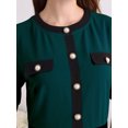 thumbnail image 4 of DARING DIVA Women's Short Sleeve Pleated Casual A-Line Midi Dress S Lake Green, 4 of 7