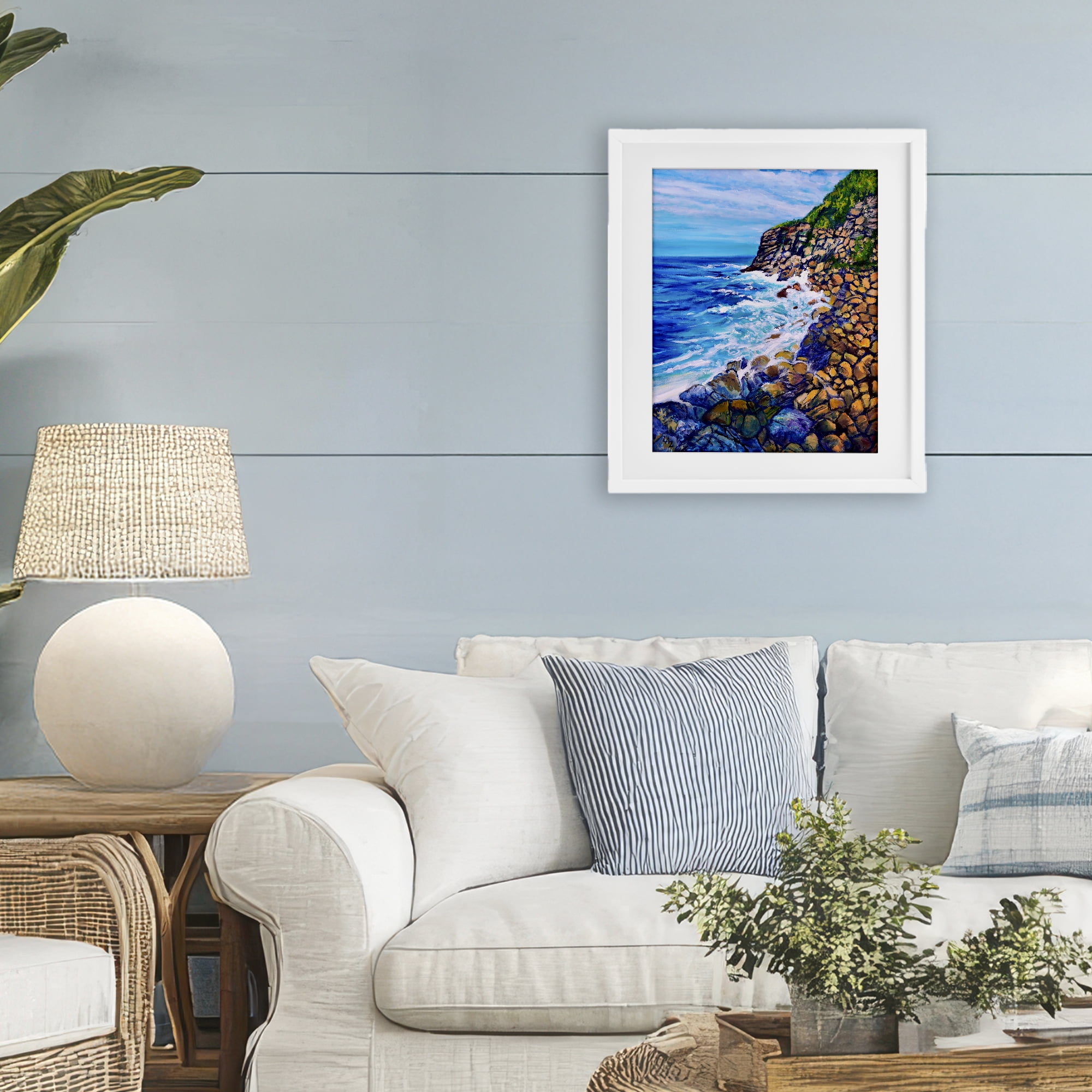 Stupell Industries Cliffside Ocean Spray White Framed Print Under Glass, design by Lee Ann Zirbes
