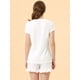 thumbnail image 4 of Pijamas de verano para mujer, camisetas y pantalones cortos de manga corta, conjuntos de salón para dormir blanco L, 4 of 5