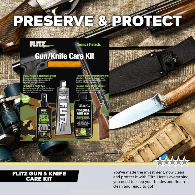  Flitz All-in-One Knife Restoration Care Kit – Clean, Polish,  Protect and Sharpen Your Knives, Microfiber Cloth + Knife Sharpener  Included,Grey : Sports & Outdoors