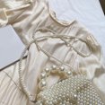 thumbnail image 2 of Bolso Noche Con Perlas Tejido A Mano para Mujer Hombro (Beige), 2 of 9
