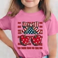 thumbnail image 2 of 4th of July Girls Patriotic Shirt American Flag Cherry Bow Graphic Tee Kids Independence Day Summer Top Pink,Size 5-6T, 2 of 6
