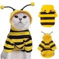 thumbnail image 2 of Striped Bee Cat Sweater Yellow Pet Clothing With Elastic Cuffs For Photos And Holidays, 2 of 8