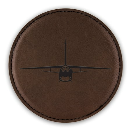 

F-8 Crusader Coaster Laser Engraved Leatherette - Round Coasters - Many Colors - Single / Coasters Sets - f8 air superiority jet aircraft