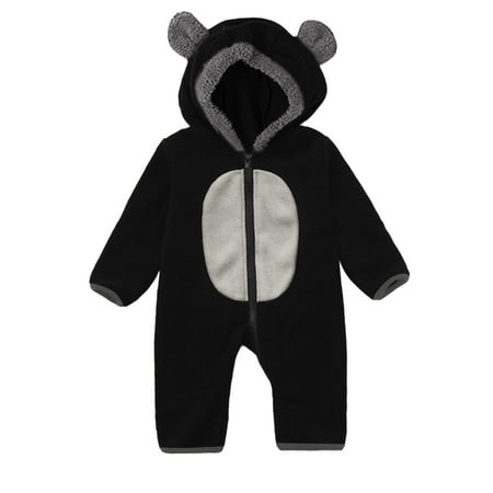 

Rovga Baby Infant Toddler Girls Clothes Winter Round Neck Long Sleeve Jumpsuit Cartoon Prints Vacation Romper Leisure Simple Style Outfitrs Black 6-12 Months