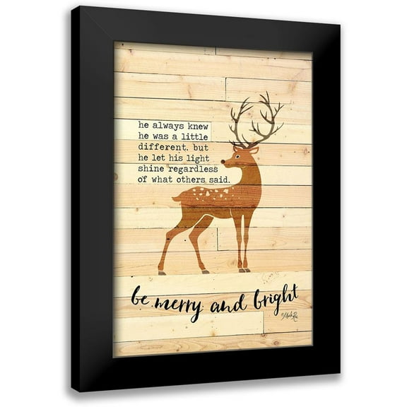 Rae, Marla 11x14 Black Modern Framed Museum Art Print Titled - Be Merry and Bright Deer
