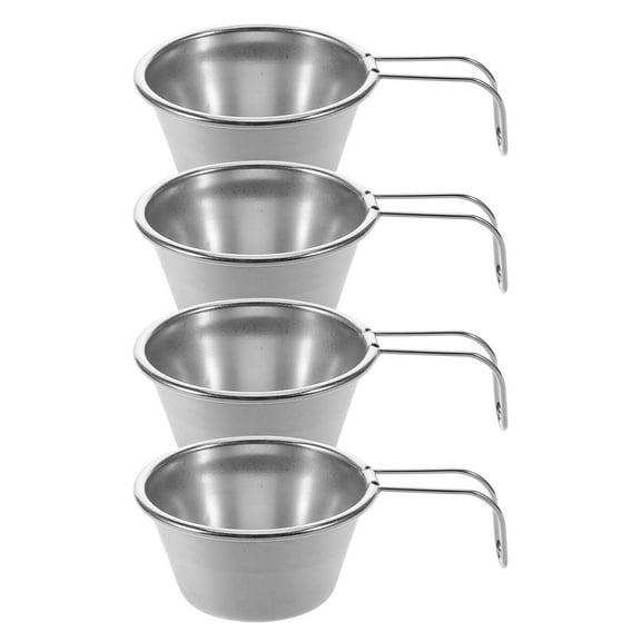 4 Piece Mini Portable Stainless Steel Cups for Outdoor Use Silver Color Small Capacity 3.5 oz