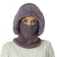 thumbnail image 1 of Breezora Womens Knit Hat Scarf Ear Protector Warm Fashion Versatile Hat Purple, 1 of 4