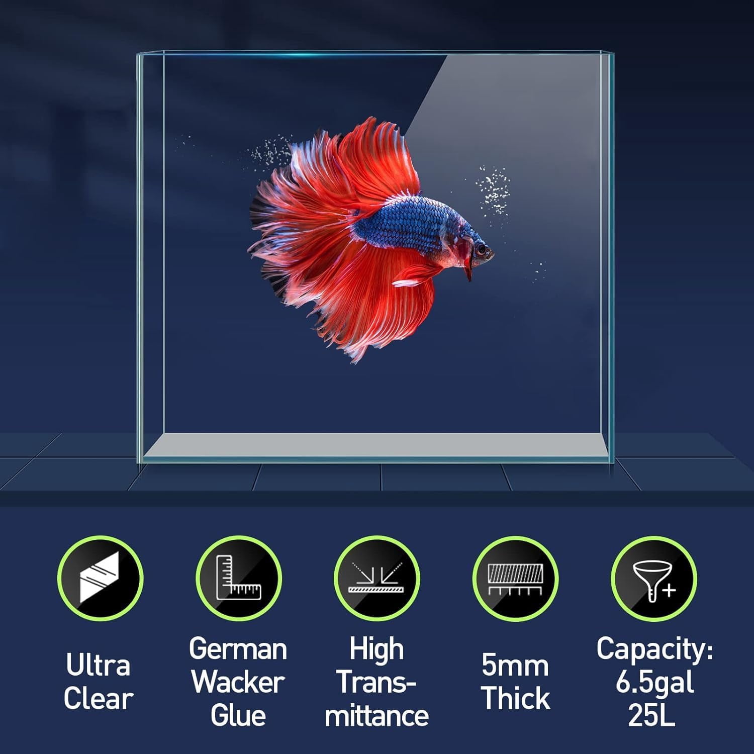 3 Gallon Ultra Clear Glass Aquarium, Rimless Low Iron Fish Tank for Betta/Nano/Goldfish/Snail/Shrimp with Fish Net & Cleaning Tools