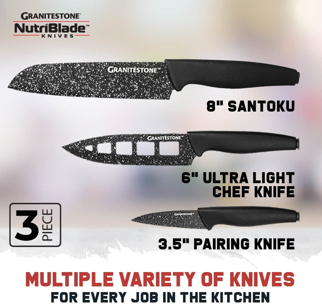 Nutriblade 12 Piece Knife Set with Block by Granitestone High-Grade  Professional Chef Knife, Santoku Knives, Kitchen Knife with Easy-Grip  Handles