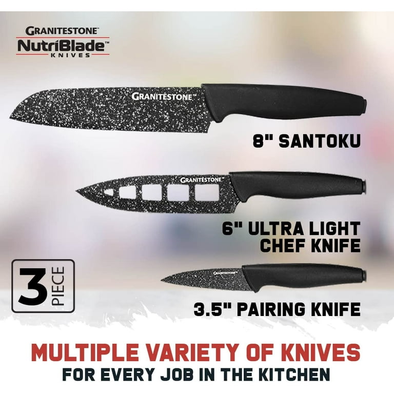Nutriblade Knife Set of 3 by Granitestone, High Grade Professional