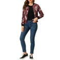 thumbnail image 3 of INSPIRE CHIC Women's Bomber Jacket Slim Fit Lightweight Zip Up Jacket M Burgundy, 3 of 9