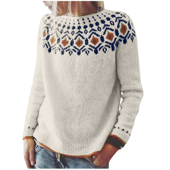 TFEOQRY Pullover Sweater for Women Fashion Loose Color Blocked Knitwear Long Sleeved Round Neck Sweater Top Red