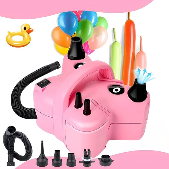 Portable Butterfly-Shaped Electric Air Pump with Dual Nozzles – Fast Inflation for Balloons, Air Beds, Pool Floats & Compression Bags (Pink)