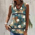 thumbnail image 2 of Birdeem Mode Femme Été Sans Manches Col en V Chandail Imprimé Blouse Décontractée, 2 of 6