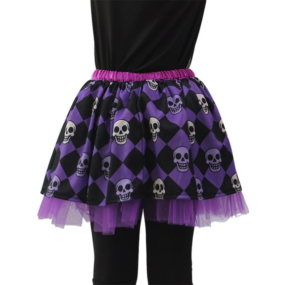 LIIPEE Girls Halloween Tutu Skirt Kids Elastic Waist Cartoon Graphic Cute Comfortable Holiday Celebration Party Skirts,5-12 Years