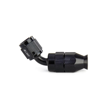 HPS 350-4508 350 Series Aluminum Hose End Fitting for Stainless Steel Reinforced PTFE Flex Hose Fitting Size: AN-8 Angle: 45 degree Black