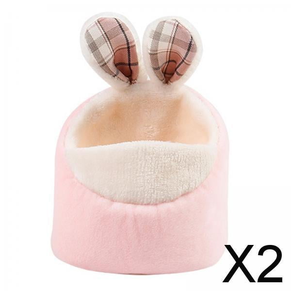 2x Casa de Guinea para Animales Pequeños, Cama Cálida, Escondite Térmico, Protección Contra El Frío, Accesorios para Dormir, Cueva, Nido de Hámster de 2 piezas