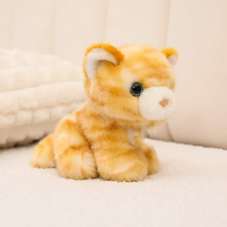 6 Stuffed Tabby Cat Animal Soft Plush Toy Cute Stuffed Animal for Boys and Girls Realistic Looking Small Stuffed Animals Nursery and Room Decor(Yellow)