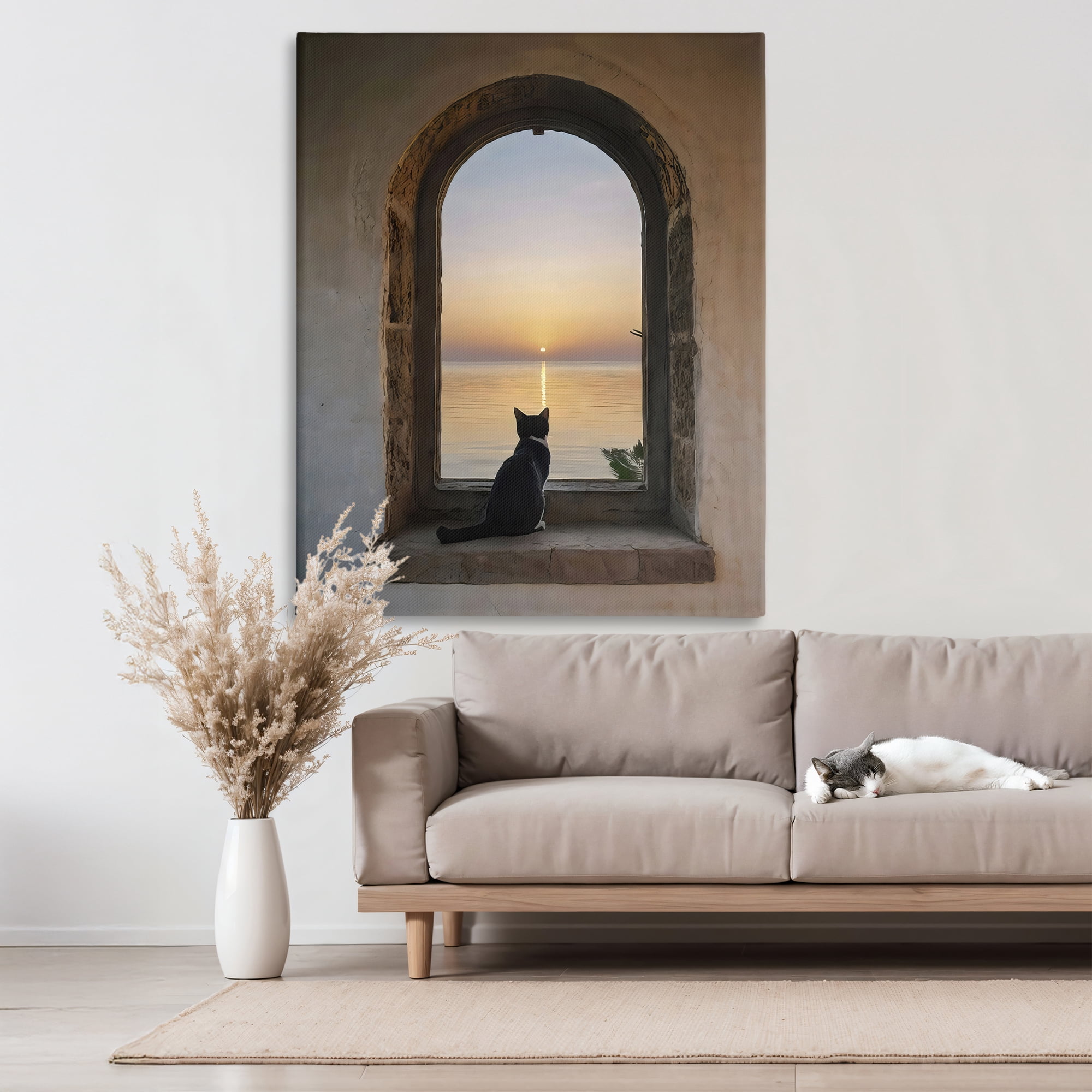 Stupell Industries Cat Overlooking Water at Sunset Canvas Wall Art, design by Creative Studio