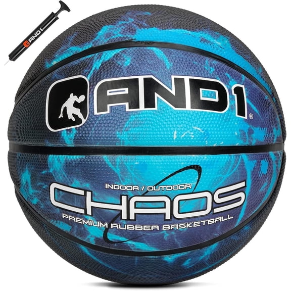 AND1 Chaos Rubber Basketball & Pump, Black Hole, Size 7 (29.5")
