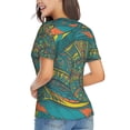 thumbnail image 3 of Women T Shirts Short Sleeve Summer V Neck Tops, Ornamental Snails Abstract Snail, 3 of 6