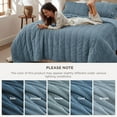 thumbnail image 4 of Luxury Velvet Quilt Queen Size - Lightweight Velvet Blue Fluffy Comforter Set, Oversized Corduroy Bedspread Coverlet Winter Bedding Set, Pet-Friendly, Tear-Resistant, Ultra-Soft, 90"x96", 4 of 12