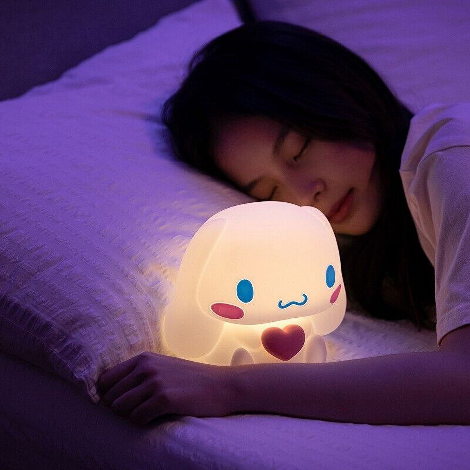 Kawaii Cute Heart Cinnamoroll Pat Night Light Cartoon USB Rechargeable Induction Bedside Night Lamp with Remote