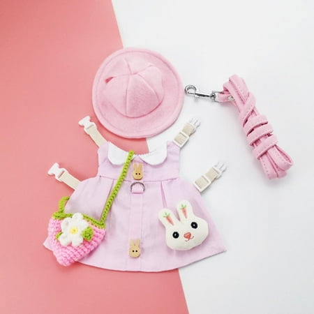 EHJRE Cotton Small Animals Pet Dress Set Rabbit Ferrets Skirt Costume Floral Clothes Autumn Wedding party and - 19cm 13cm Pink_S