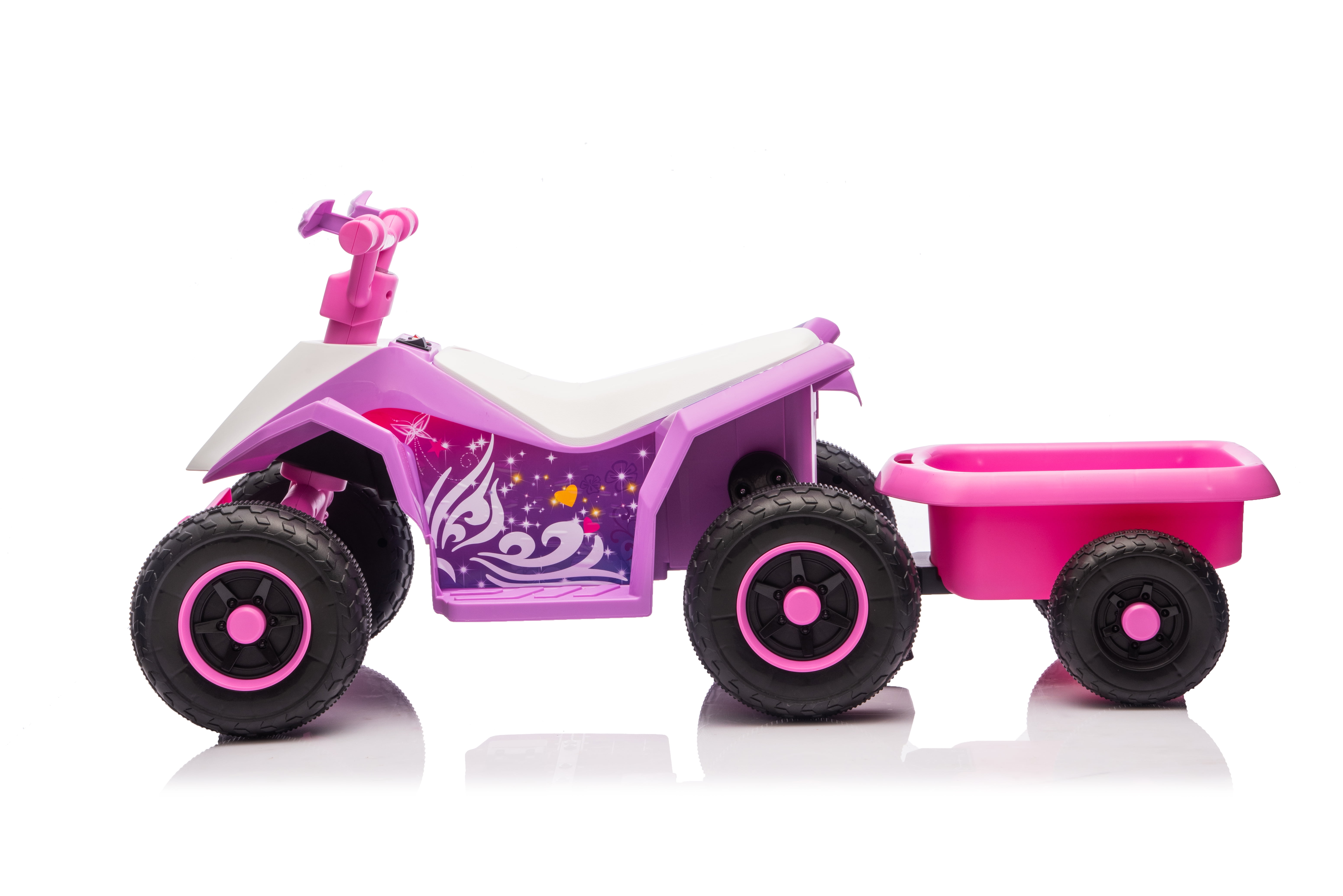 Juuar 6V Kids Ride on Car with Lights & Music, 4WD Electric Vehicles Toys Gifts with Rear Rack, Fun Ride on ATV for Girls Boys Age 3+, Pink