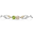 thumbnail image 2 of Gem Stone King 0.97 Ct Peach Morganite Green Peridot 925 Silver and 10K Yellow Gold Lab Grown Diamond Bracelet for Women, 2 of 3