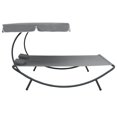 thumbnail image 2 of vidaXL Outdoor Lounge Bed with Canopy and Pillows Grey, 2 of 5