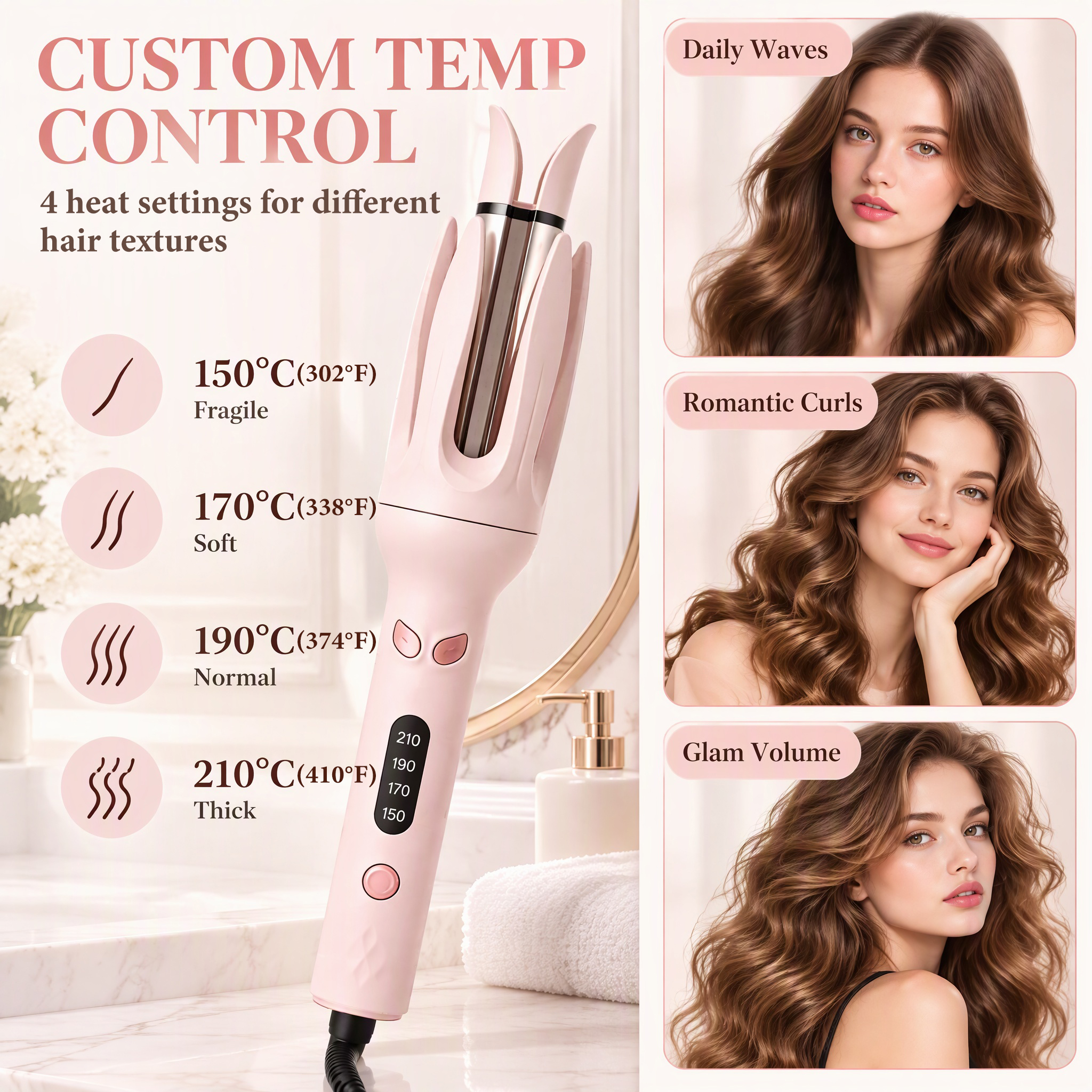 Moremore Automatic Curling Iron 1.1 Inch Ceramic Wand photo 3