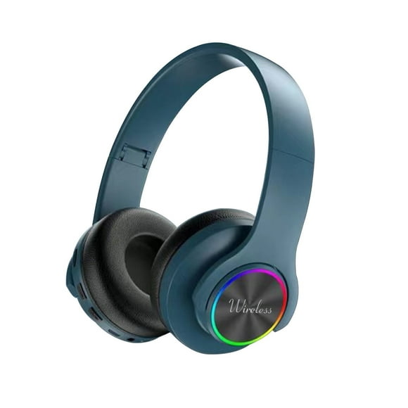 RXIRUCGD Wireless Bluetooth Headphones Noise Cancelling Over-Ear Headphones, Glitter Headset Cool Earphones - Blue