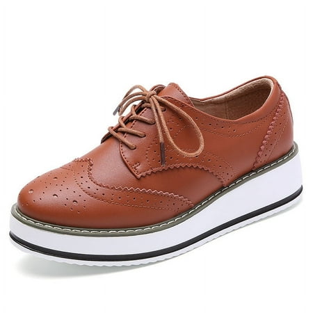 jsaierl Women s Platform Lace-Up Square Toe Oxfords Shoe Business Formal Dress Shoes Slip Resistant Service Boots