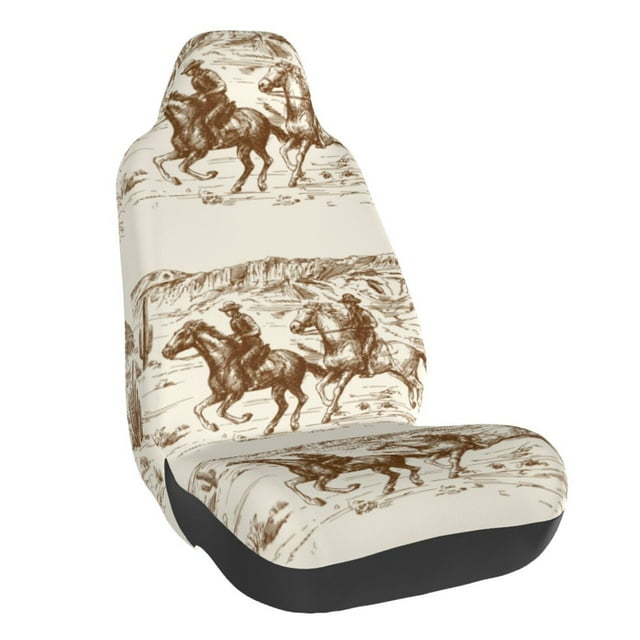 Wukai Western Desert Cowboys1 Full Set Car Seat Covers with Soft Padding Universal Auto Front Seats Protector and Cushion Mat