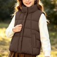 thumbnail image 7 of vokkrv Kids Waistcoat Sleeveless Zip Vest Jacket, Mid Size Children Warm Outerwear, Wind Resistant Casual Layering Coat for Boys Girls Winter Daily Wear Brown 3-4 Years, 7 of 7
