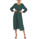 thumbnail image 2 of VISgogo Vestido casual de primavera para mujer, vestido midi de ajuste regular con cuello redondo y manga larga con estampado de lunares VISgogo  moda, 2 of 9