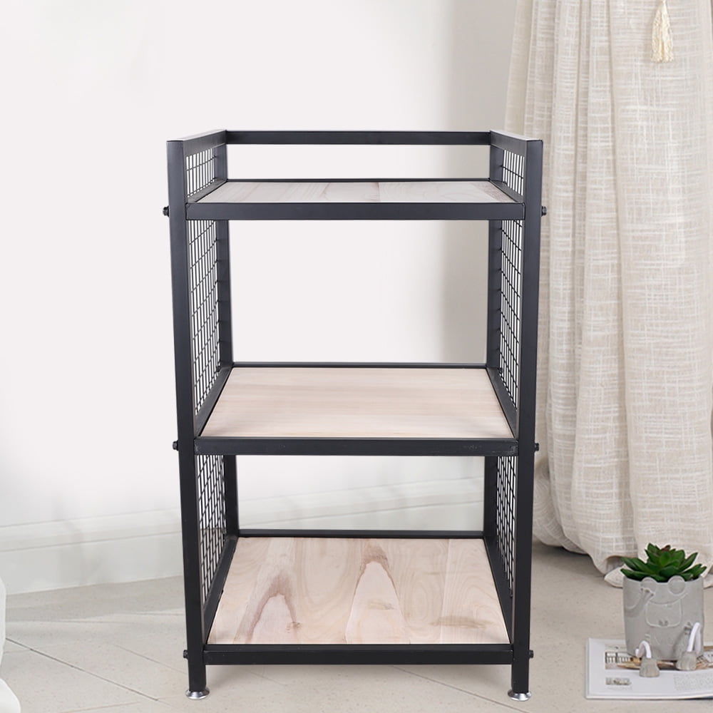 ANQIDI 3 Tiers Metal Storage Stand Black Iron Holder Display Shelf for